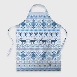 Фартук кулинарный Blue sweater with reindeer, цвет: 3D-принт