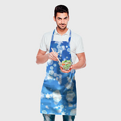 Фартук кулинарный Декоративные снежинки на синем, цвет: 3D-принт — фото 2