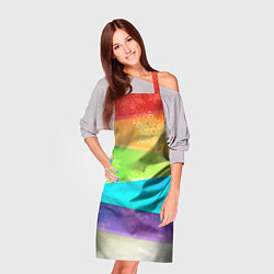 Фартук кулинарный Абстрактный разноцветный волнистый фон со снежинка, цвет: 3D-принт — фото 2