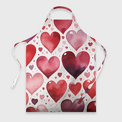 Фартук кулинарный Паттерн акварельные сердечки, цвет: 3D-принт