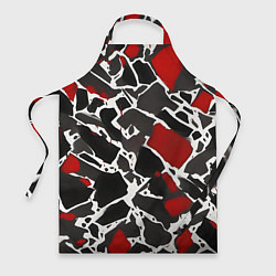 Фартук кулинарный Кляксы чёрные и красные, цвет: 3D-принт
