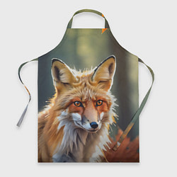 Фартук кулинарный Портрет лисы с осенними листьями, цвет: 3D-принт