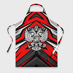 Фартук кулинарный Россия - красная геометрия, цвет: 3D-принт