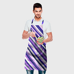 Фартук кулинарный Полосы фиолетовые диагональ, цвет: 3D-принт — фото 2