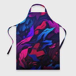 Фартук кулинарный Синие и фиолетовые яркие краски, цвет: 3D-принт
