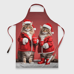 Фартук С новым котом - два кота в костюмах Санты