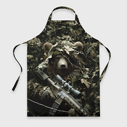 Фартук кулинарный Медведь снайпер маскировка, цвет: 3D-принт