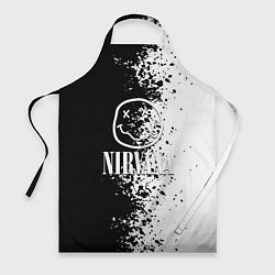 Фартук кулинарный Nirvana чернобелые краски рок, цвет: 3D-принт