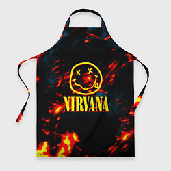 Фартук кулинарный Nirvana rock огненное лого лава, цвет: 3D-принт