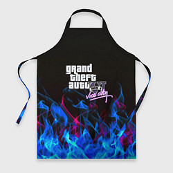 Фартук кулинарный GTA неоновый огонь вайсити, цвет: 3D-принт