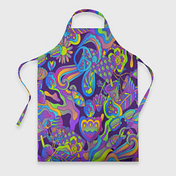 Фартук кулинарный Психоделические цветы, цвет: 3D-принт