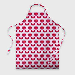 Фартук кулинарный Двойное сердце на розовом фоне, цвет: 3D-принт