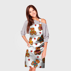 Фартук кулинарный Наклейки мишки игрушечные и сердца, цвет: 3D-принт — фото 2