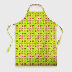 Фартук кулинарный Сердечки на салатовом фоне, цвет: 3D-принт