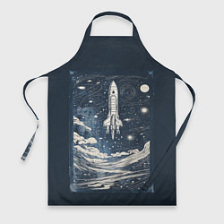 Фартук кулинарный Винтажный постер космос титан ракета, цвет: 3D-принт