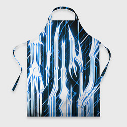 Фартук кулинарный Синие неоновые полосы на чёрном фоне, цвет: 3D-принт