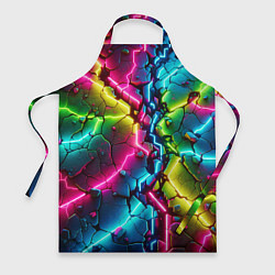 Фартук кулинарный Трещина - неон, цвет: 3D-принт