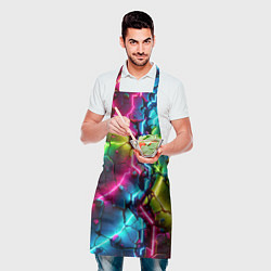 Фартук кулинарный Трещина - неон, цвет: 3D-принт — фото 2