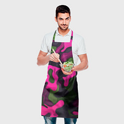 Фартук кулинарный Яркий неоновый камуфляж фиолетовый и зеленый, цвет: 3D-принт — фото 2