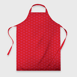 Фартук кулинарный Красные сердечки на красном фоне, цвет: 3D-принт