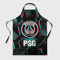 Фартук PSG FC в стиле glitch на темном фоне