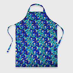 Фартук кулинарный Синий узор и чёрная обводка, цвет: 3D-принт