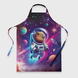 Фартук кулинарный Космонавт капибара в неоновом космосе, цвет: 3D-принт