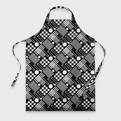 Фартук кулинарный Черно белый узор из геометрических фигур, цвет: 3D-принт