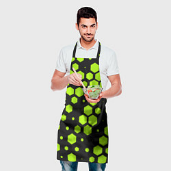 Фартук кулинарный Зеленые соты киберпанк, цвет: 3D-принт — фото 2