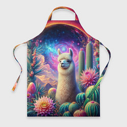 Фартук кулинарный Альпака в кактусах и портал, цвет: 3D-принт