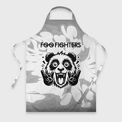 Фартук кулинарный Foo Fighters рок панда на светлом фоне, цвет: 3D-принт