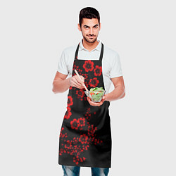 Фартук кулинарный Клеймо жертвы из аниме Берсерк - красные цветы, цвет: 3D-принт — фото 2
