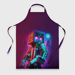 Фартук кулинарный Cyberpunk and Minecraft - collaboration ai art, цвет: 3D-принт