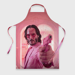 Фартук кулинарный Джон Уик в розовых очках сердечках, цвет: 3D-принт