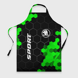 Фартук кулинарный Skoda green sport hexagon, цвет: 3D-принт