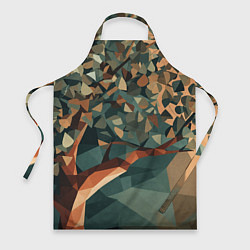 Фартук кулинарный Полигональное дерево с зелеными листьями, цвет: 3D-принт
