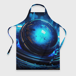 Фартук кулинарный Кислотная синяя яркая неоновая абстракция, цвет: 3D-принт