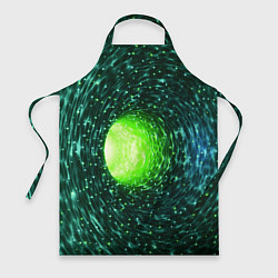Фартук кулинарный Червоточина - зеленый водоворот со свечением, цвет: 3D-принт