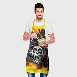 Фартук кулинарный Queen рок панда и огонь, цвет: 3D-принт — фото 2
