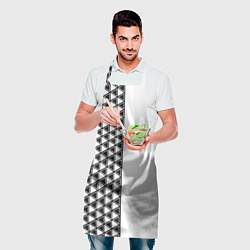 Фартук кулинарный Чёрные треугольники на белом фоне, цвет: 3D-принт — фото 2