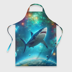 Фартук кулинарный Большая белая акула в космическом пространстве, цвет: 3D-принт