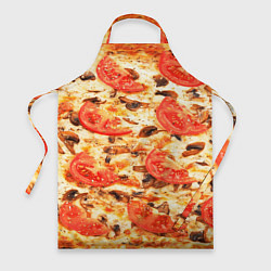 Фартук кулинарный Пицца с грибами и томатом - текстура, цвет: 3D-принт