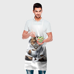Фартук кулинарный Котик в халате и кофе, цвет: 3D-принт — фото 2