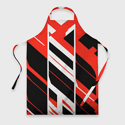 Фартук кулинарный Black and red stripes on a white background, цвет: 3D-принт