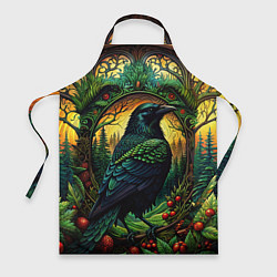 Фартук Скандинавский ворон лесной узор