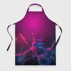 Фартук кулинарный Кот самурай с катаной киберпанк, цвет: 3D-принт