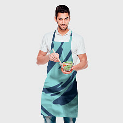 Фартук кулинарный Тёмно-синий и бирюзовый абстракция, цвет: 3D-принт — фото 2