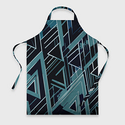 Фартук кулинарный Чёрно-бирюзовый абстракция геометричный, цвет: 3D-принт