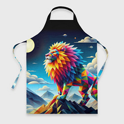 Фартук Полигональный лев в горах - нейроарт