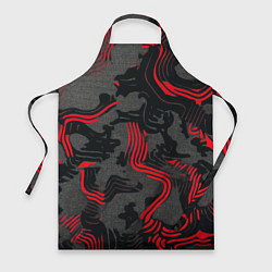 Фартук кулинарный Камуфляж черный в красную полоску, цвет: 3D-принт